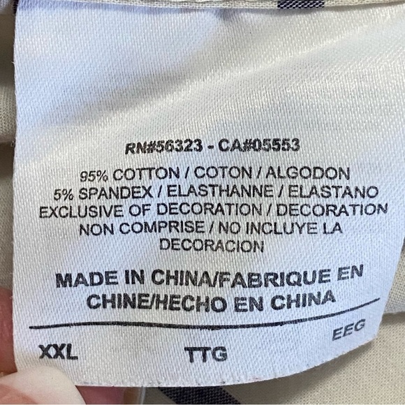 NIKE / Men’s Cream & Blue Striped Short Sleeve Button Down Shirt Size XXL - Picture 4 of 9